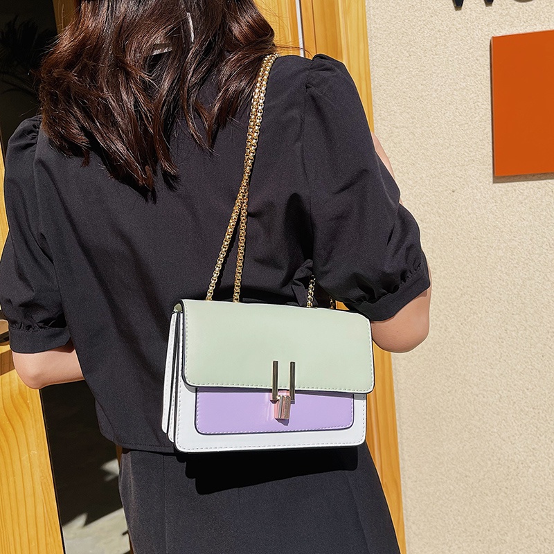 Túi Đeo Vai Hình Vuông Màu Sắc Thời Trang Phong Cách Hàn Quốc Cho Nữ