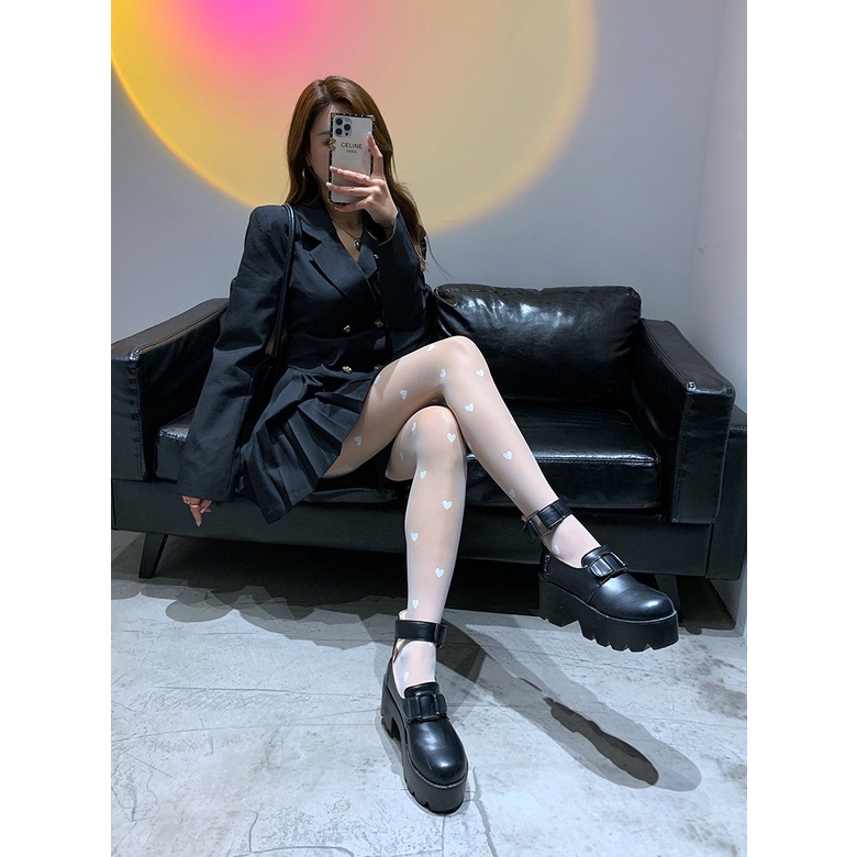 DUNEA Quần Tất Xuyên Thấu In Họa Tiết Trái Tim Gợi Cảm Dành Cho Nữ