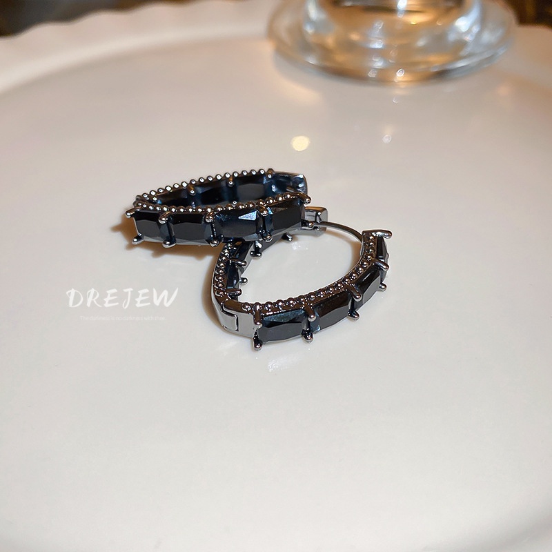 DREJEW Khuyên Tai Cao Cấp Hình Giọt Nước Đính Đá Zircon Phong Cách Âu Mỹ Hàng Mới