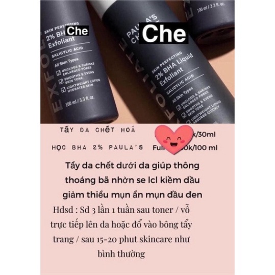 [CÓ BILL] Tẩy Da Chết Hoá Học BHA 2% Paula's Choice Giảm Mụn Thu Nhỏ Lỗ Chân Lông