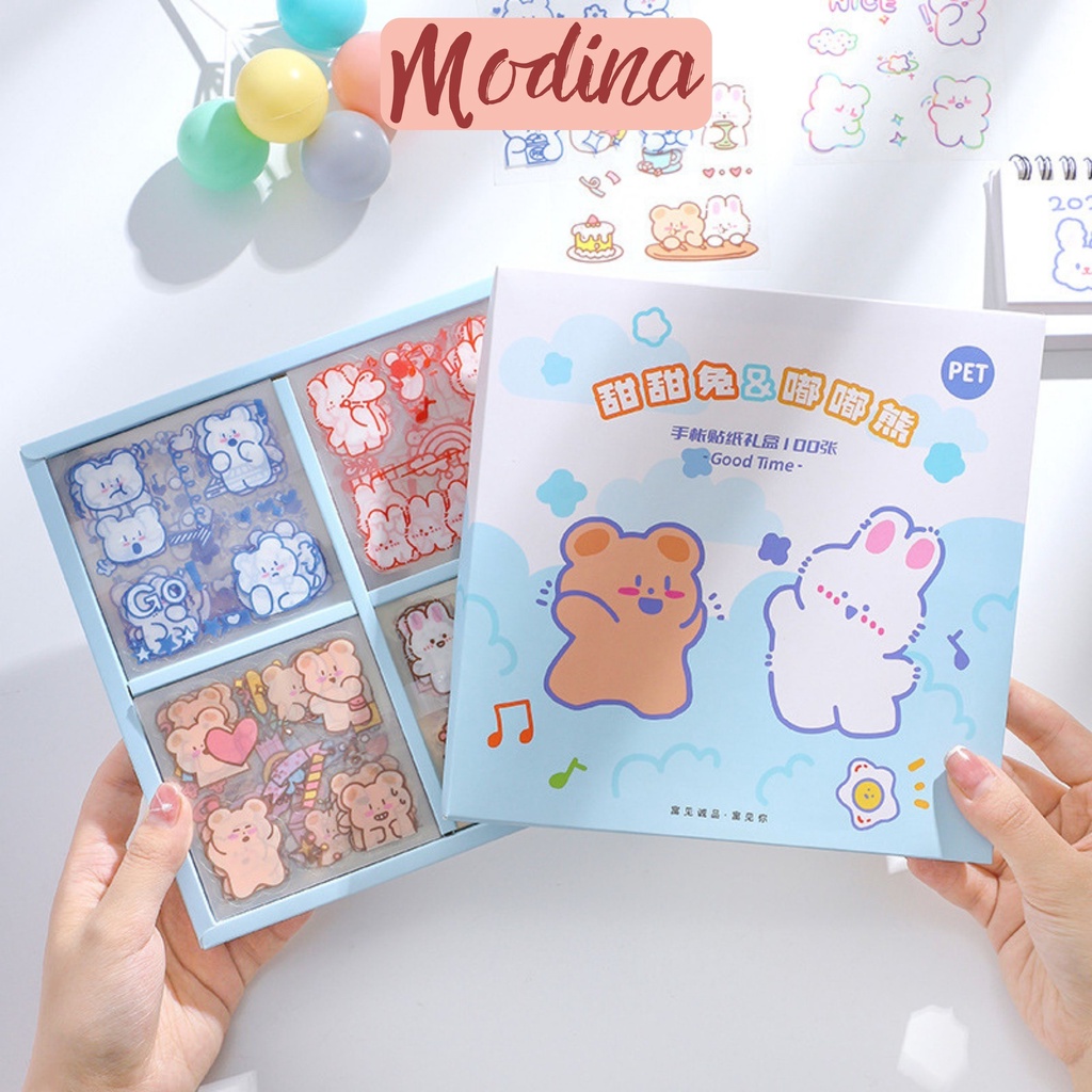 Set 10 25 tấm sticker cute hình gấu cute, hình dán sticker trang ...