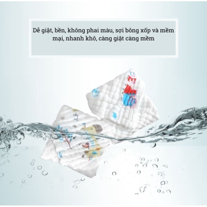 Khăn xô nhăn 6 lớp rửa mặt loại dày,Khăn Xô Sữa Nhăn 6 Lớp Mềm Mại Hàng Đẹp Thấm Hút Tốt Cho Bé