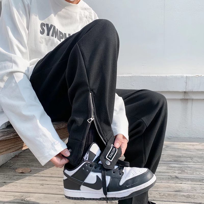 Quần Thể Thao Dáng Rộng Cỡ Lớn Xẻ Tà Phong Cách Đường Phố Hong Kong Cá Tính Cho Nam