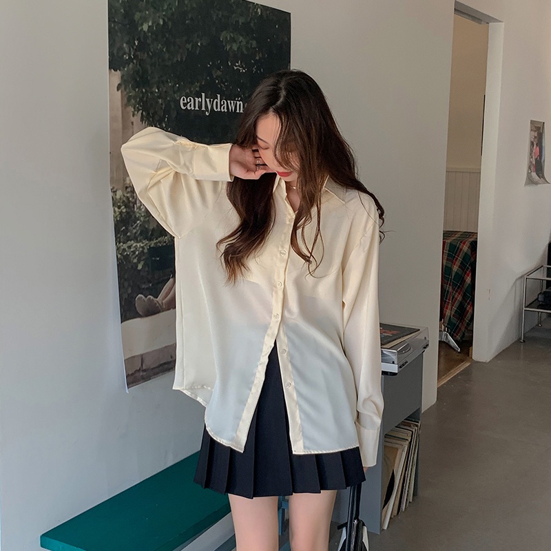Áo Sơ Mi Nữ Basic Nhiều Sắc Màu Dài Tay From Rộng Phong Cách Hàn Quốc Thời Trang Sugal SO MI NU 007V6