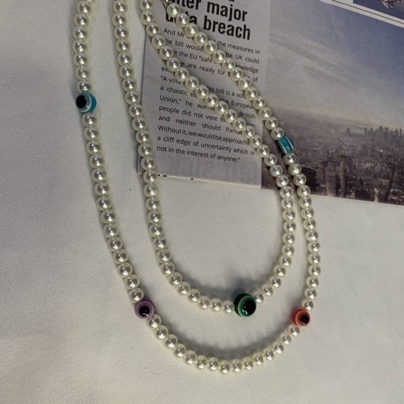 Vòng cổ choker chuỗi hạt trai mắt cá tính Hàn Quốc