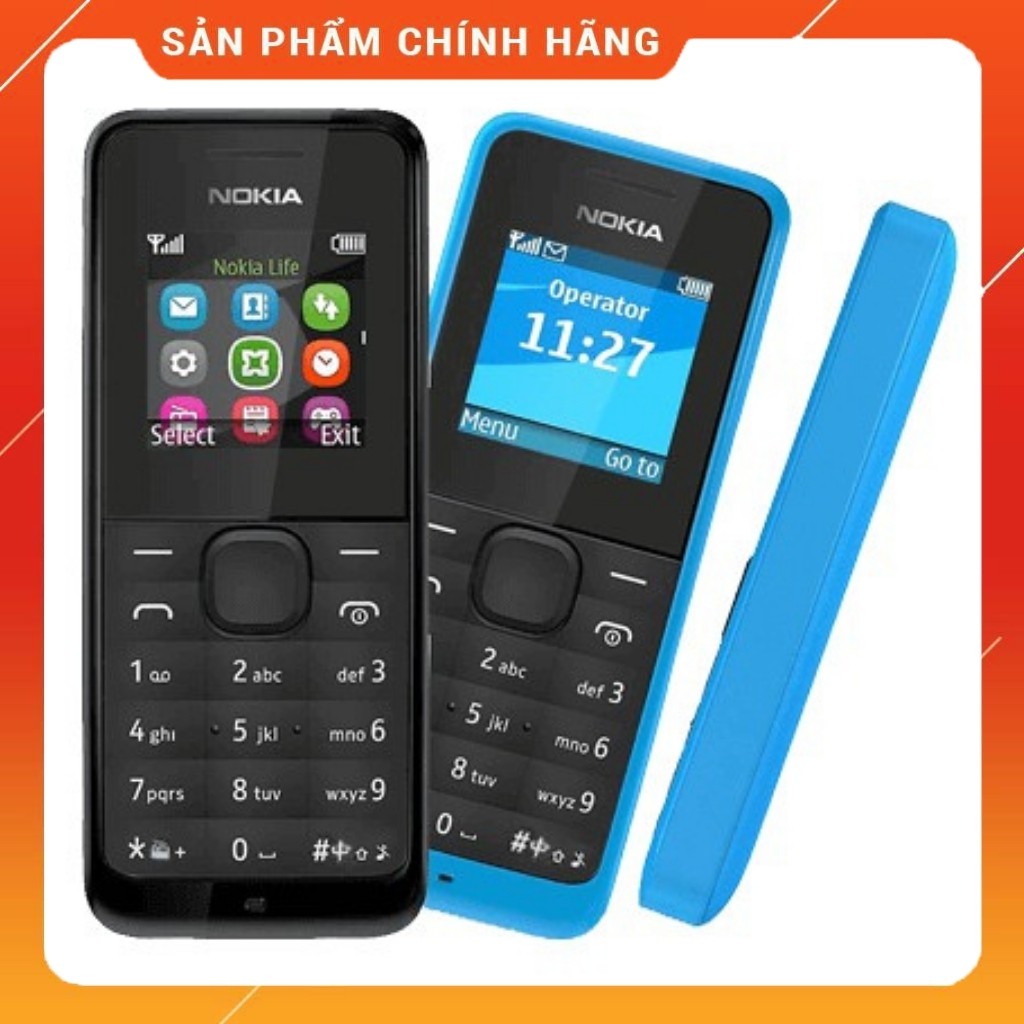 [Mã ELFLASH3 hoàn 10K xu đơn 20K] Điện Thoại Nokia 105 Zin Chính Hãng Bản Tiếng Anh kèm pin sạc
