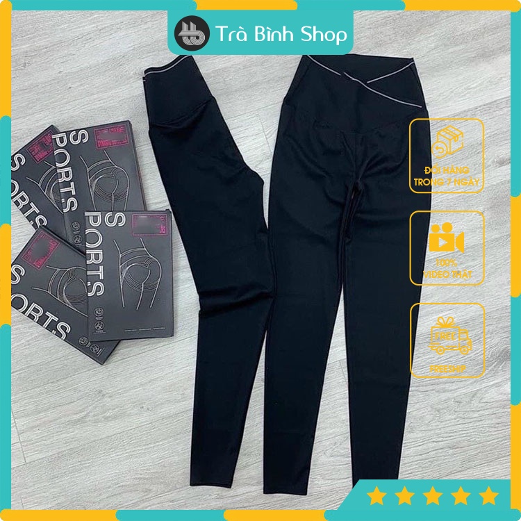 Quần legging lưng cao cạp chéo Tregging slimfit thon gọn vòng 2