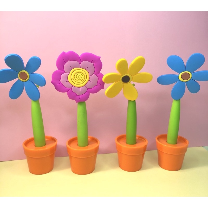 D4 Bút mực viết hình chậu bông hoa silicone đáng yêu
