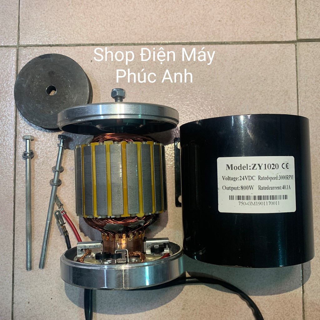 Motor DC 24v 800w kèm puly chế nén khí