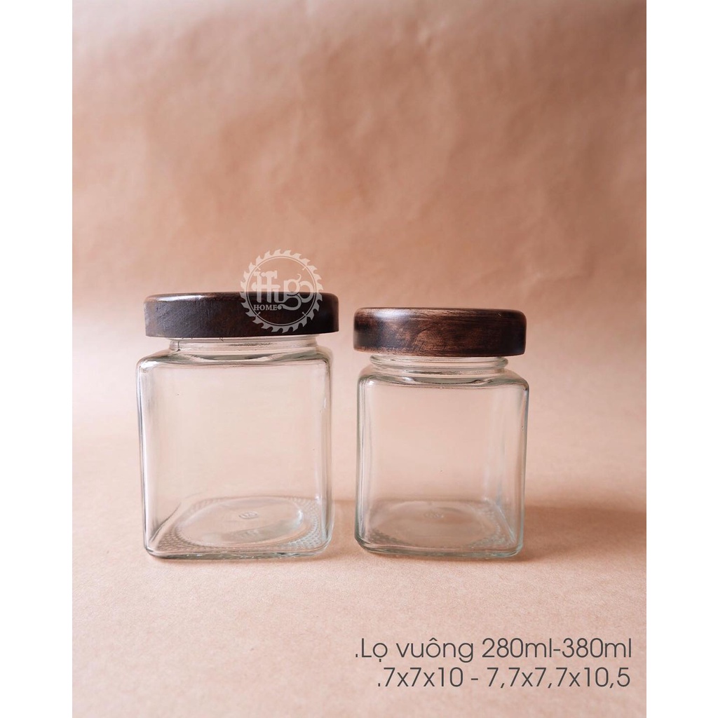 Lọ thủy tinh nắp gỗ -Tròn, Vuông, Lục giác