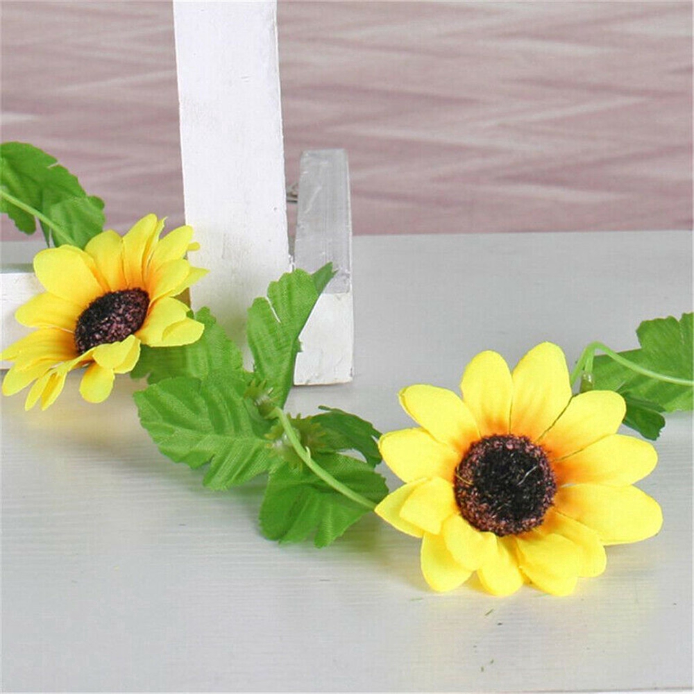 Cod Qipin Artificial Sunflower Garland Vine Silk Fake Flowers Wedding Home Party Decor Accessories