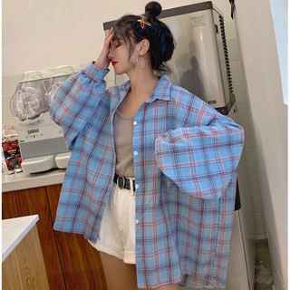 Sơ mi tay bồng kẻ caro màu pastel ulzzang