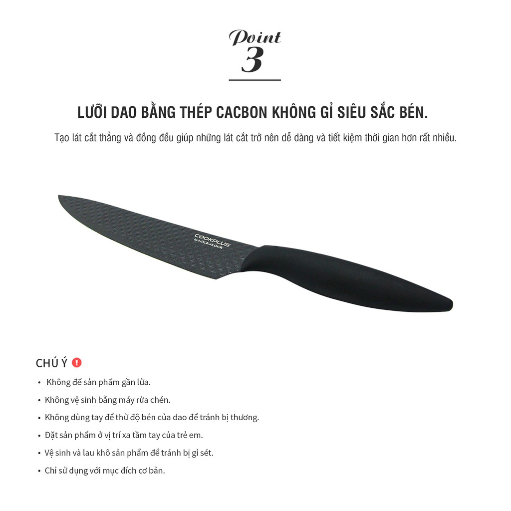 Bộ dao nhà bếp 4 món Lock&Lock kitchen knife set - màu đen CKK103S4BLK
