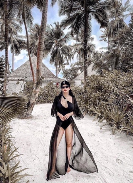 [ HÀNG ĐẸP+ MẪU MẶC] Bikini liền mảnh chéo vai phối khoen tròn màu đen