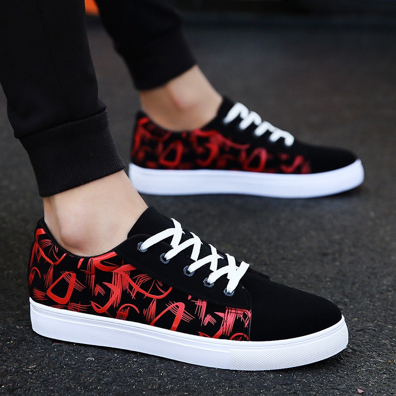 Giày nam sneaker cổ ngắn họa tiết đen trắng bền đẹp