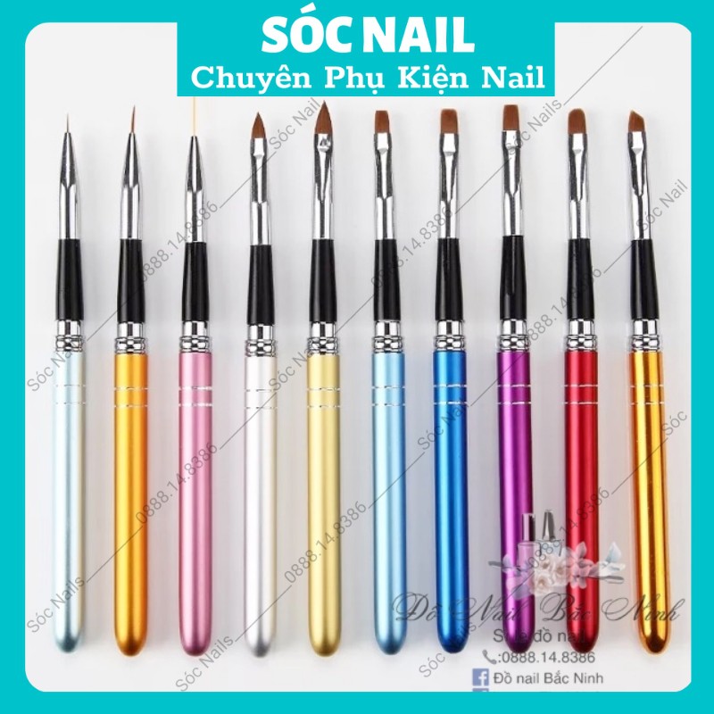 Bộ Cọ Nail 10 Cây Vẽ Móng Đủ Loại Cọ Nét, Cọ Hoa Cúc, Cọ Bản, Cọ Màu Nước
