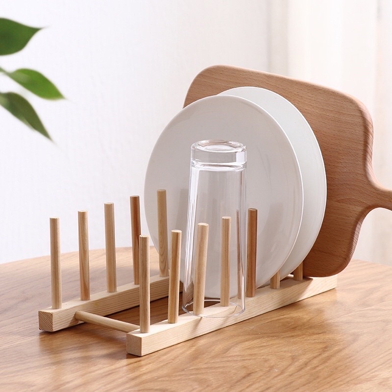 Giá Úp Cốc Chén Đĩa, Sách Bằng Gỗ Tự Nhiên, Kệ Kê Vung Thớt Tiện Ích