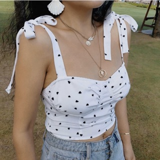 Áo 2 dây chấm bi cột nơ vai