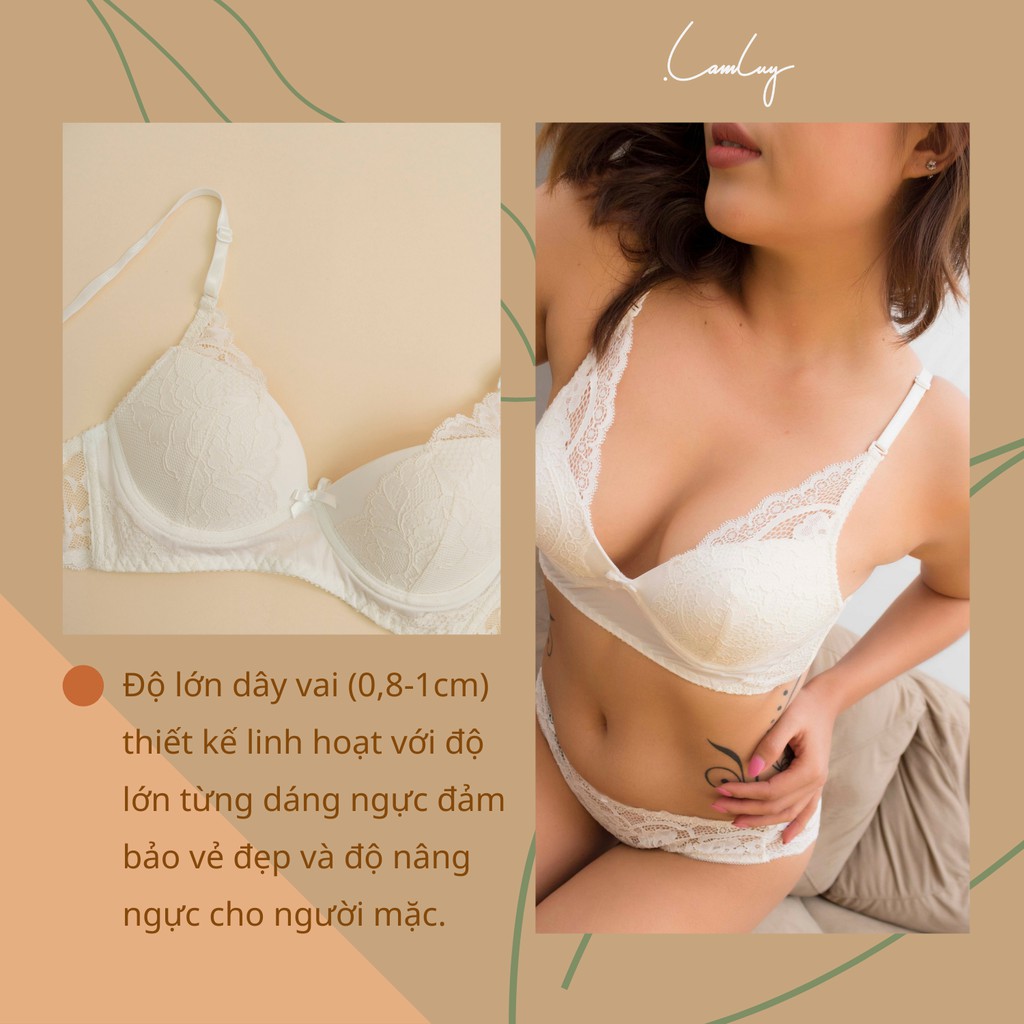 Áo ngực không gọng Lamluy Bra Lamluy Ren Trắng V3 nâng ngực tốt | BigBuy360 - bigbuy360.vn