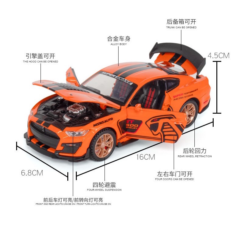 Xe mô hình kim loại Ford Mustang Shelby GT500 kịch độc tỷ lệ 1:32