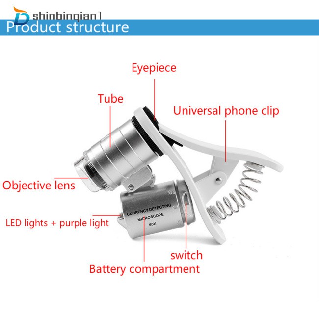 Ống Kính Hiển Vi Phóng Đại 60 Lần Kẹp Camera Điện Thoại Iphone / Sumsung