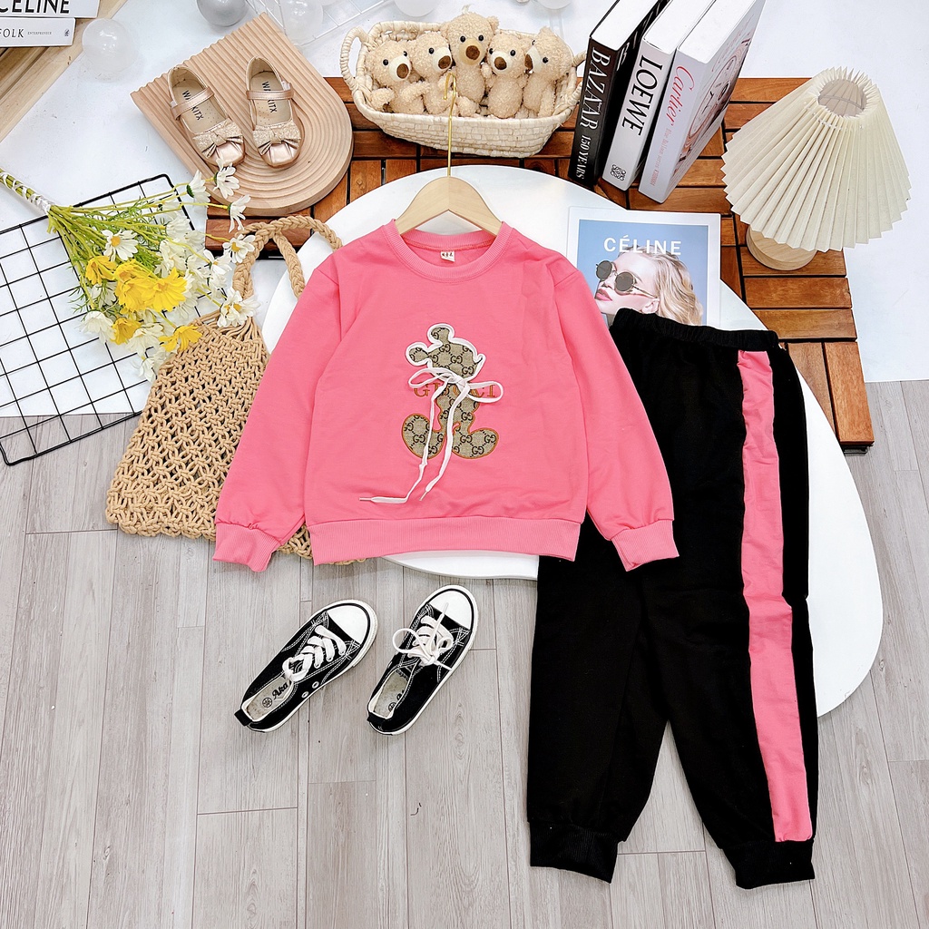 Bộ bé gái nỉ da cá tàu size Đại cồ 30-45kg XHN1097