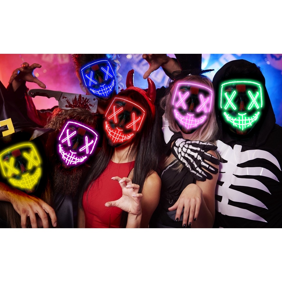 Mặt Nạ Đèn LED Nhiều Màu Sắc Hóa Trang Halloween