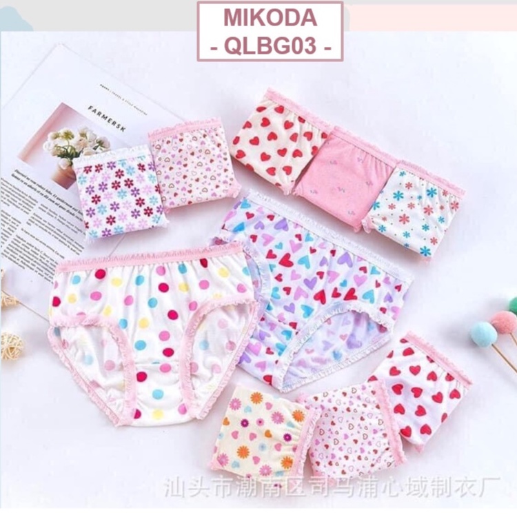 Quần lót bé Combo 12 quần chíp tam giác bé gái (2-12T )100% cotton co giãn tốt mềm mịn, thoải mái nhiều màu sắc–QL3