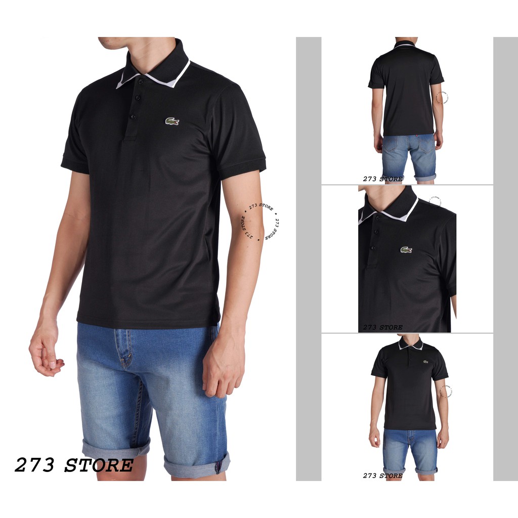 Áo Polo Nam Vải Cotton Cá Sấu Cao Cấp Phối Viền Cổ Tam Giác Trẻ Trung Lịch Lãm