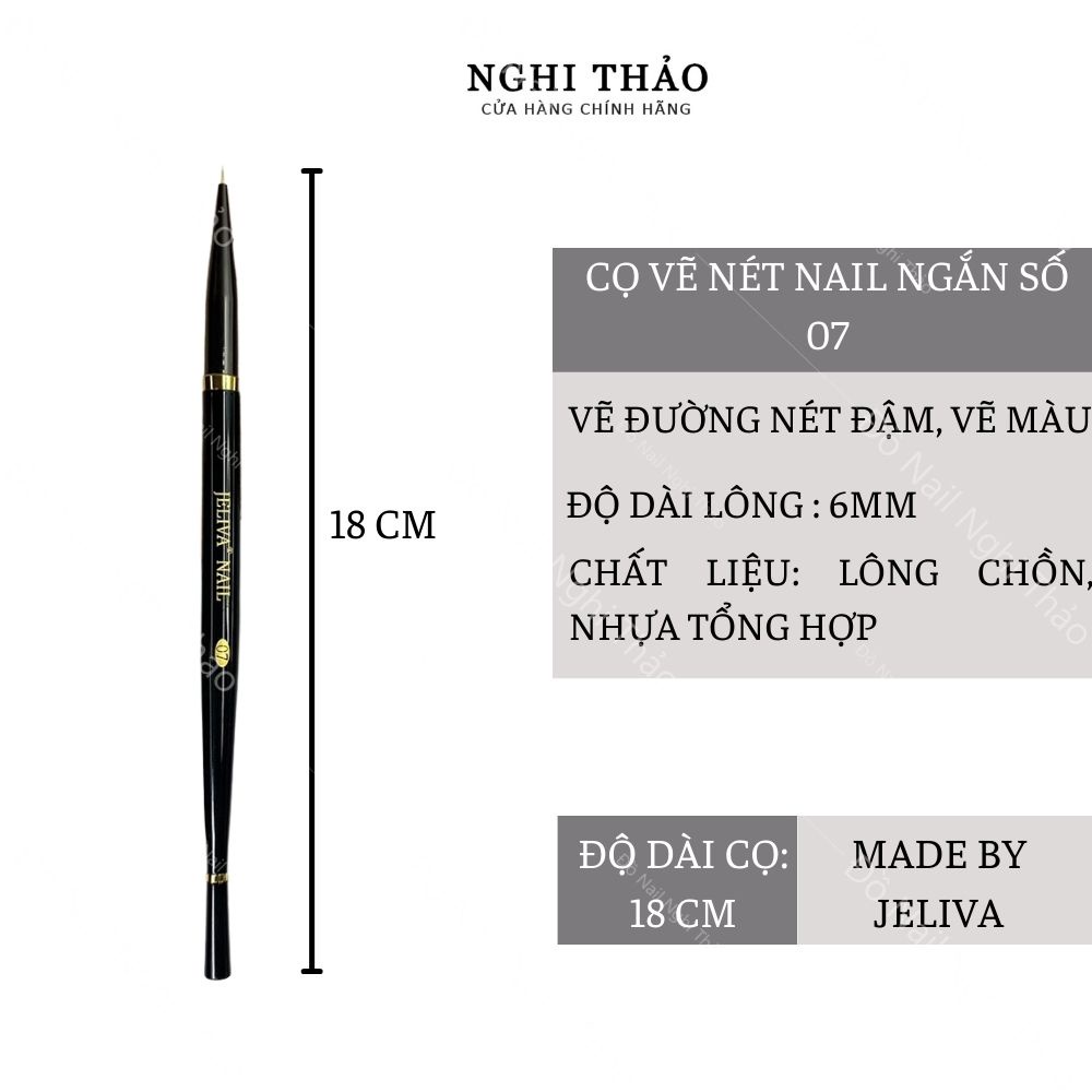 Cọ vẽ nét nail , cọ vẽ móng ngắn 6mm Jeliva số 07