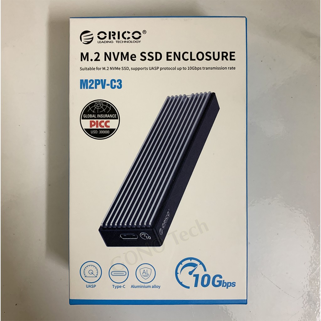 Box ổ cứng SSD M2 NVMe Orico M2PV-C3 | Chuyển M.2 PCIe to USB Type-C Hộp đựng SSD làm ổ cứng di