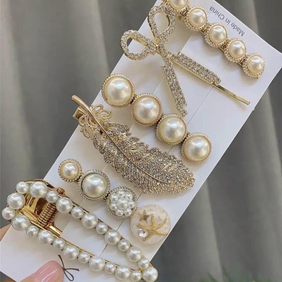 SET 6 KẸP TÓC NGỌC ÁNH VÀNG HÀN QUỐC - LADY