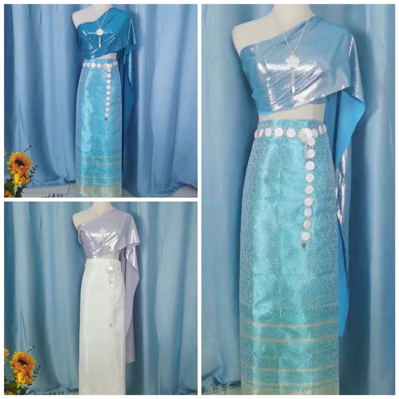 Set trang phục truyền thống Thái Lan 2 mảnh phối nhiều màu.