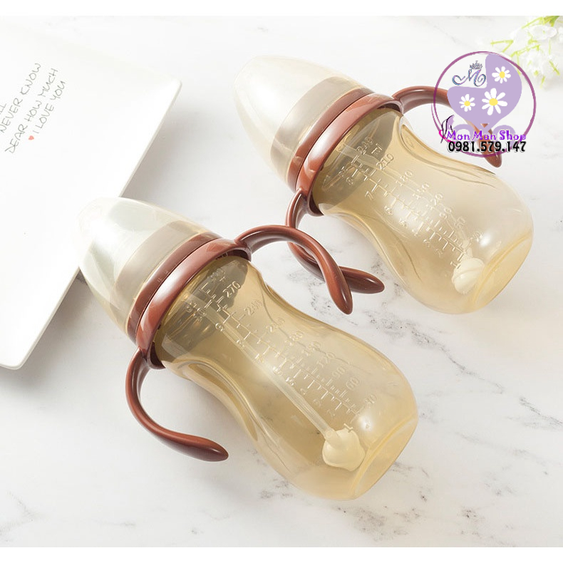 Bình sữa/ Bình ống hút có tay cầm Yanling kèm van chống sặc cho bé uống sữa 360 độ nhiều tư thế 240ml/330ml