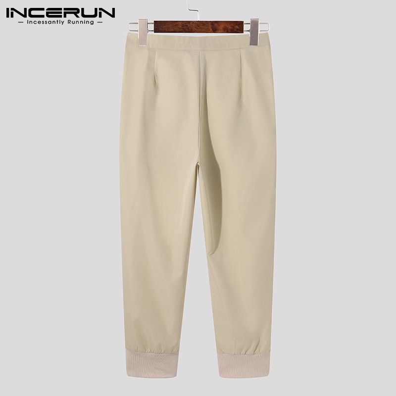 Quần dài hạ đáy INCERUN màu trơn đơn giản thời trang cho nam