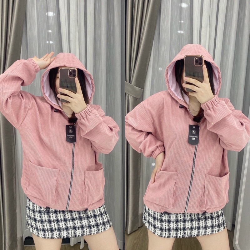 Áo khoác nhung tăm túi vuông siêu xinh hình chụp thật