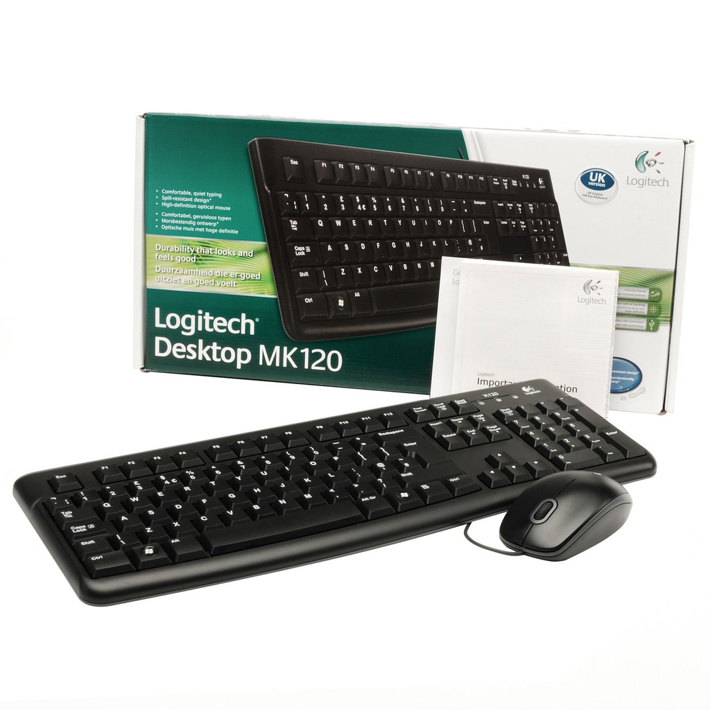 Bộ Chuột và Bàn Phím Có Dây Logitech MK120 Chính Hãng Chính hãng (Chuyên văn phòng)  siêu bền bảo hành 12 tháng 1 đổi 1 | BigBuy360 - bigbuy360.vn