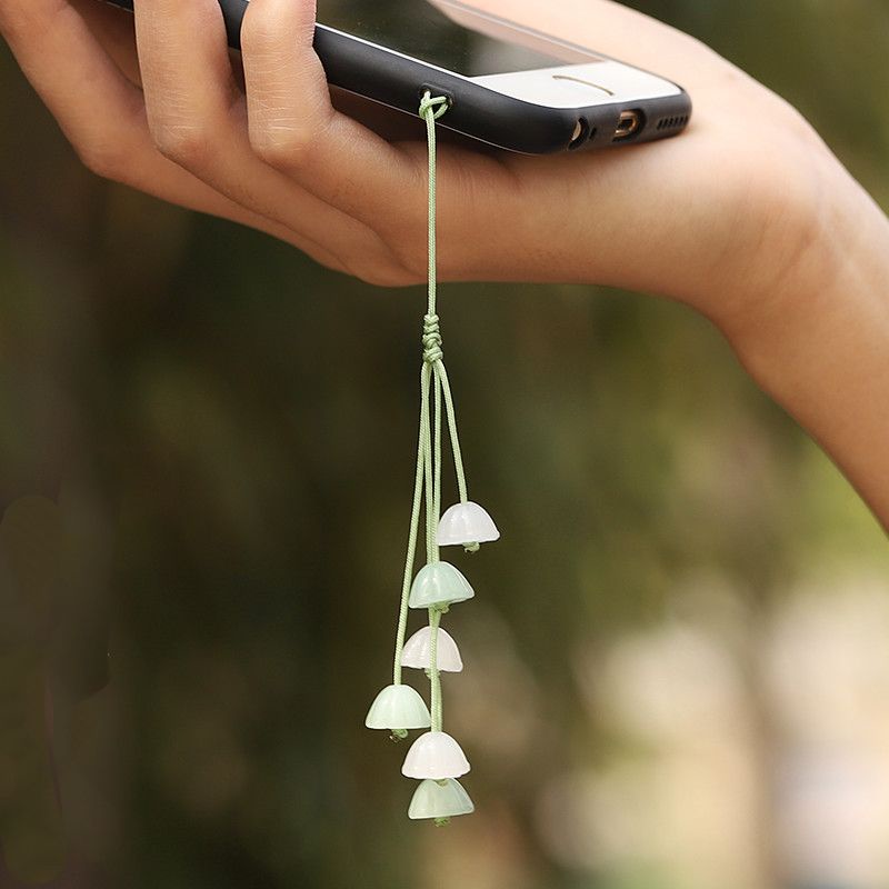 Móc khóa phong thủy, dây đeo điện thoại, balo, túi xách, ví cầm tay hình đài sen ANMK02