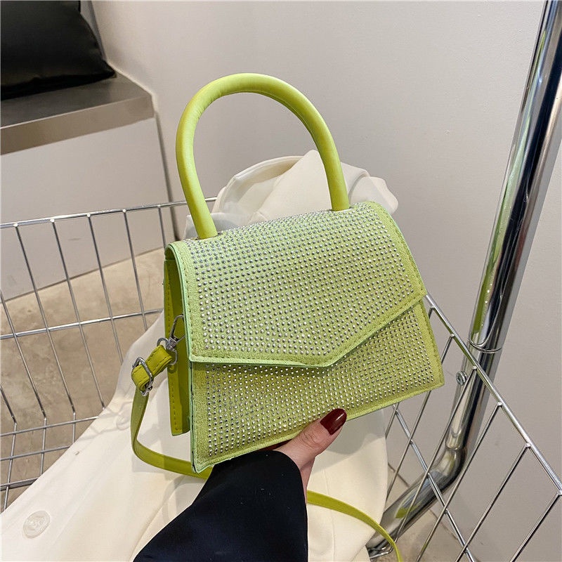 Túi Đeo Chéo Hình Vuông Đính Đá Lấp Lánh Thời Trang Sang Trọng Cho Nữ