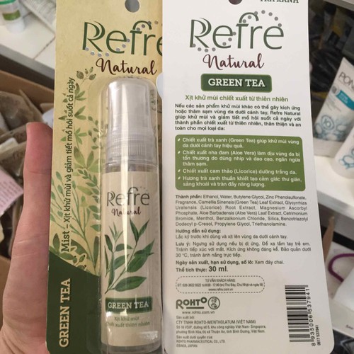 Xịt Khử Mùi Refre Natural 30ml