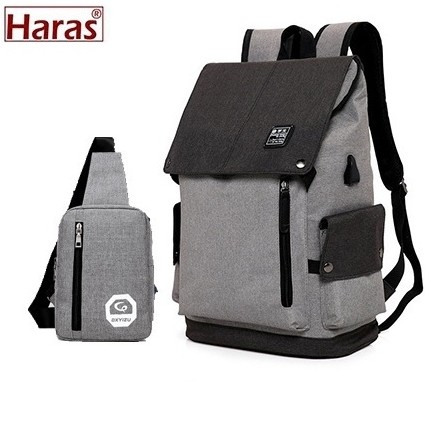 Combo Ba Lô Nam Hàn Quốc HARAS HR142 + Túi Đeo Chéo HARAS HR118