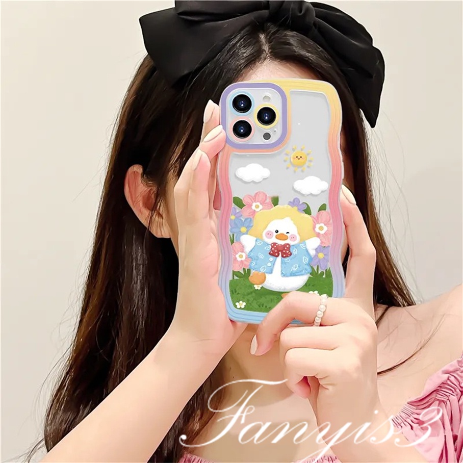 Ốp Điện Thoại Mềm Trong Suốt Hình Vịt Mùa Xuân Cho iPhone 14 13 12 11 Pro Max X XR Xs Max 8 7 6 6s Plus SE 2020