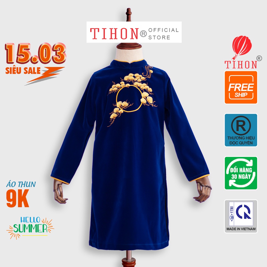 Áo Dài Cách Tân Cho Bé Trai TIHON Họa Tiết Tùng Vờn Nguyệt AD0850186