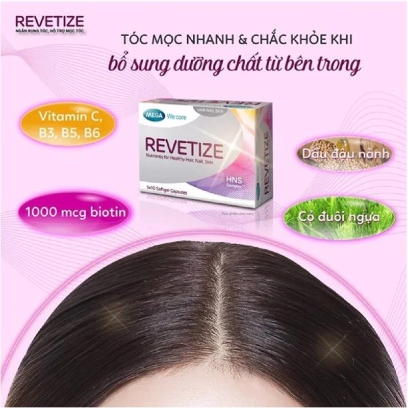 [CHÍNH HÃNG] - REVETIZE Mega We Care Hỗ Trợ Giảm Rụng Tóc, Kích Thích Mọc, Giúp Tóc Chắc Khỏe (Hộp 30v)