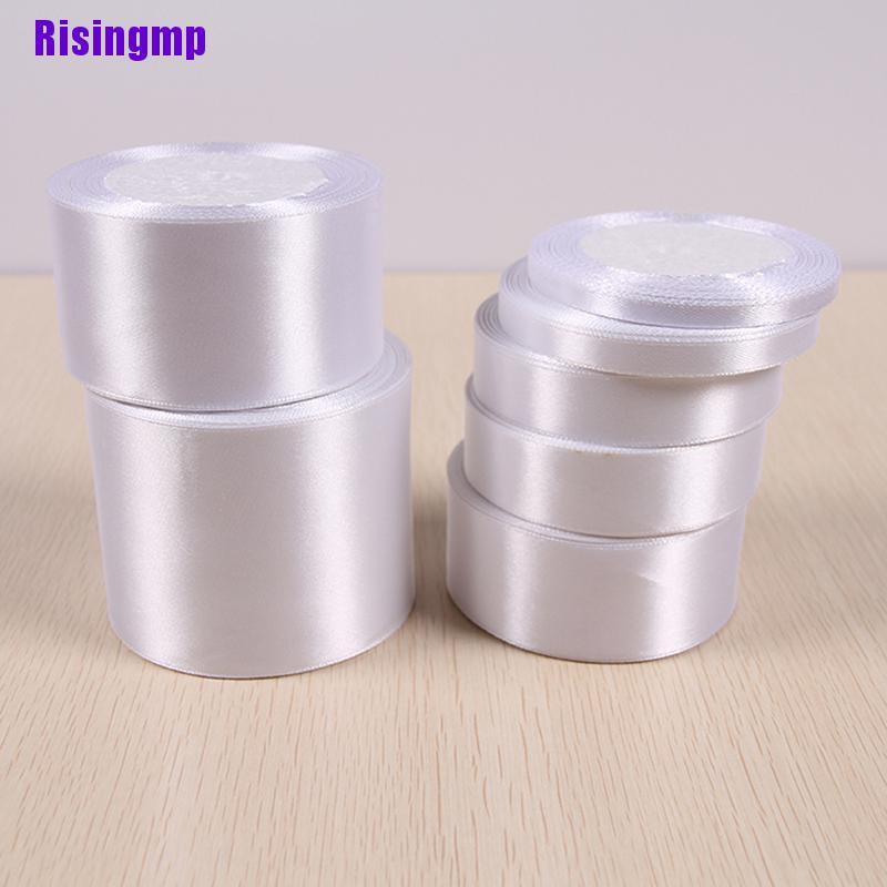 [Risingmp] White 25 Yards Silk Satin Ribbon Wedding Party Decoration Gift Wrapping Christmas New Year Apparel Sewing Fabric Diy