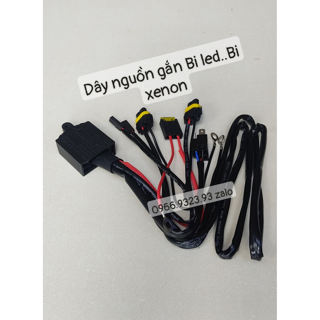 Bộ dây nguồn gắn bi cầu bi led bi xenon xe oto xe máy chân h4