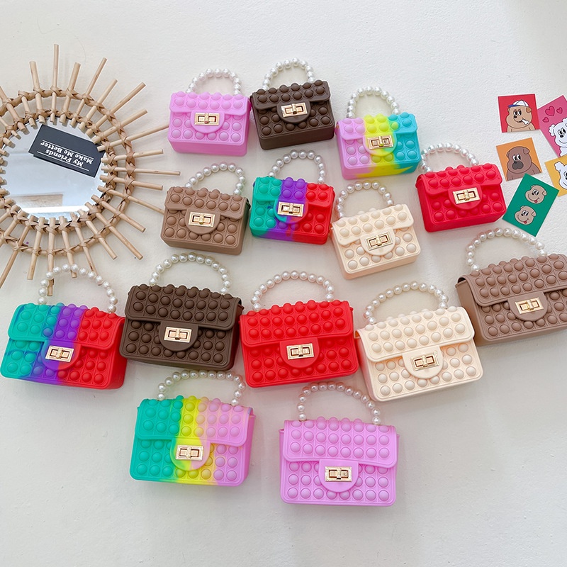 Pop It Túi Xách Tote Đựng Đồ Chơi Cầm Tay Đính Ngọc Trai Dễ Thương Dành Cho Nữ