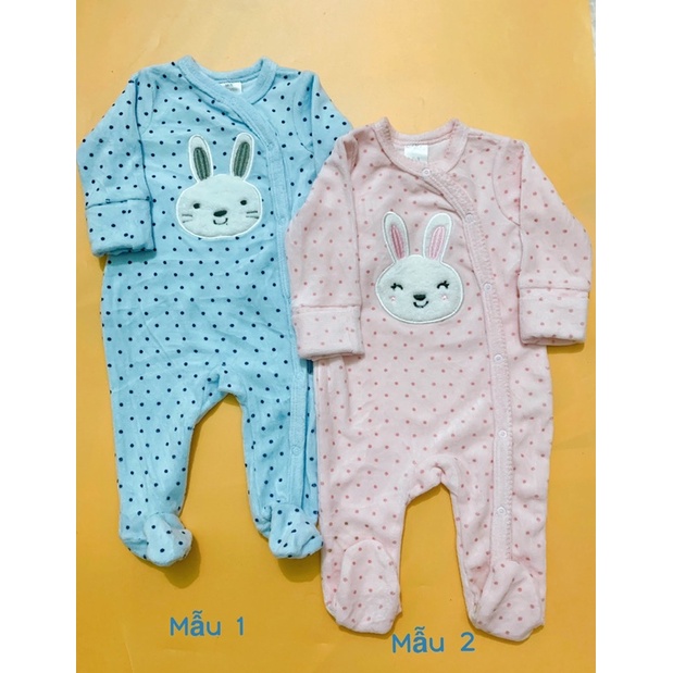 Sleepsuit nỉ nhung HARVEST xuất dư, bộ body nỉ dài tay liền tất cho bé trai và bé gáiy