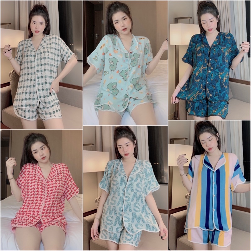 [FREE SHIP] Bộ đồ Pijama lụa💖Bộ lụa thiết kế Quần Sooc Họa tiết chất liệu mát lịm [Siêu Hot]