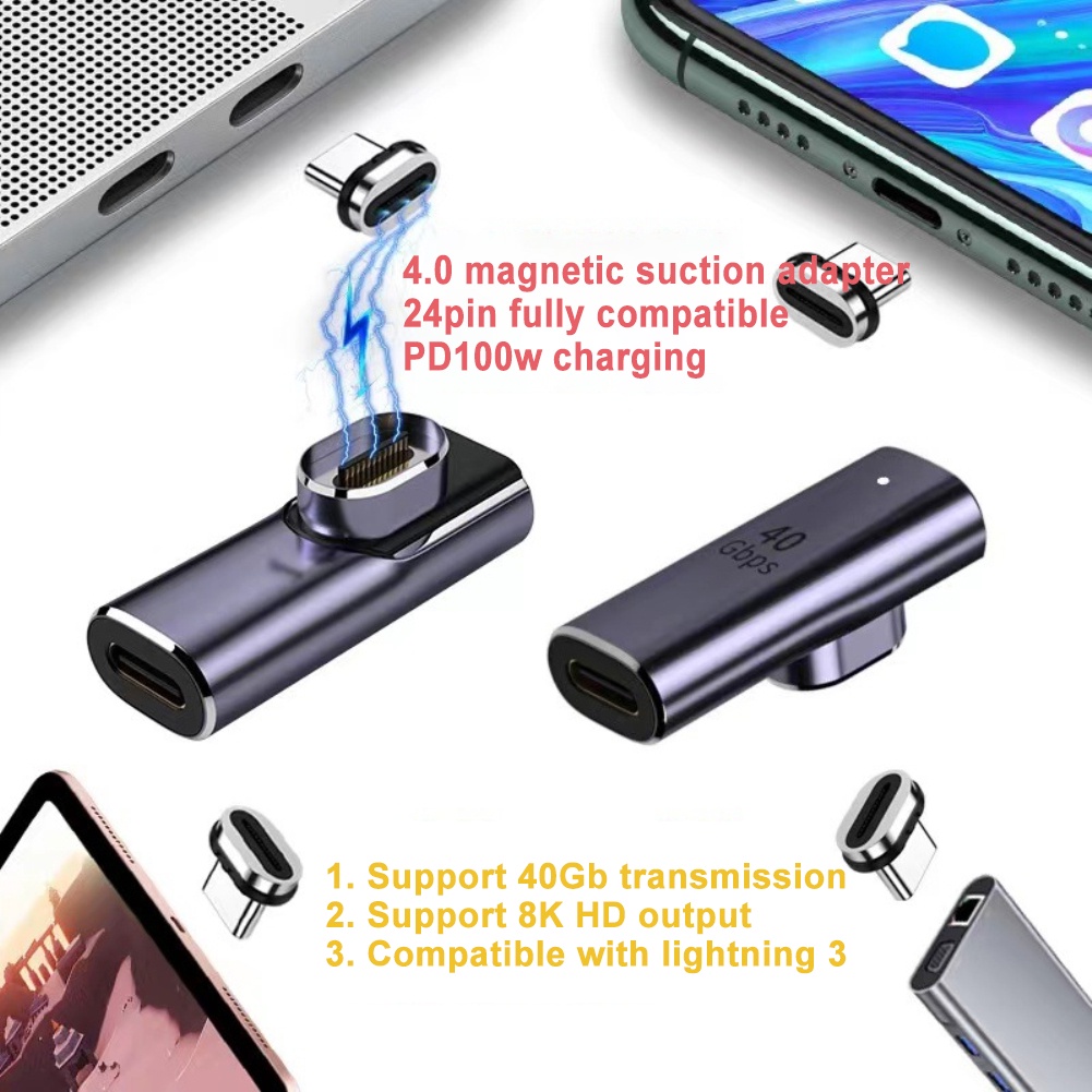 ⭐100% Nguyên Bản⭐100W Usb C Sang Type C Từ Adapter Sạc Nhanh Usb Loại C Nam Châm Adapter Cáp Từ Góc usbc Cổng Kết Nối